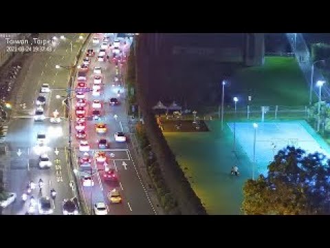Night view of the riverbank in Taipei